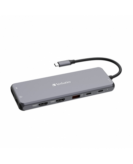 VERBATIM CMH-13 USB-C DOCKING STATION ΜΕ HDMI/DISPLAYPORT 4K PD ETHERNET ΚΑΙ ΣΎΝΔΕΣΗ 3 ΟΘΟΝΏΝ ΓΚΡΙ