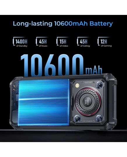 OUKITEL SMARTPHONE WP36, 6.52", 8/128GB, IP68/IP69K, 10600MAH, ΜΑΎΡΟ