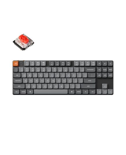 KEYCHRON K1 MAX (K1M-H1) ANSI 80% TKL BLACK FULL ASSEMBLED RED SWITCH RGB HOT-SWAP WIRED LOW PROFILE