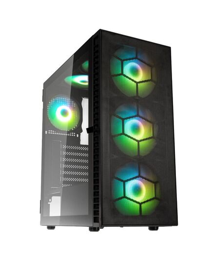 KOLINK OBSERVATORY HF PLUS MESH ARGB PWM MIDI TOWER CASE - BLACK (WITH 6X120MM ARGB PWM FANS)