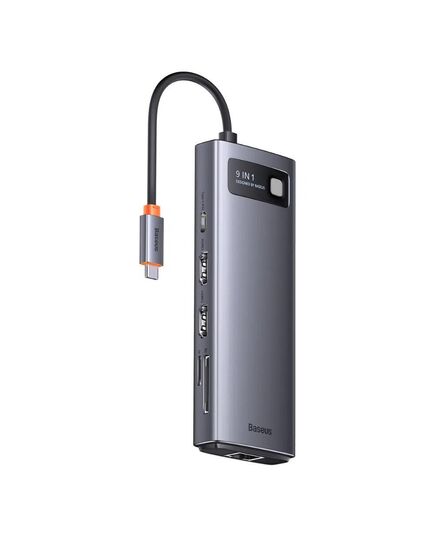 BASEUS HUB 9IN1  METAL GLEAM SERIES USB-C TO 2X USB 3.0 + 2X HDMI + USB 2.0 + USB-C PD + ETHERNET RJ45 + MICROSD/SD (WKWG060013) (BASWKWG060013)