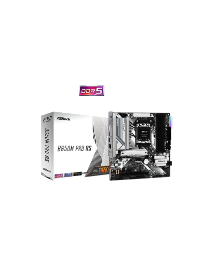 ASROCK MB B650M PRO RS, SOCKET AMD AM5 AMD RYZEN 9000/8000/7000 CPU, CS AMD B650, 4 DIMM SOCKETS DDR5, HDMI/DP, 2.5 GIGABIT LAN, MICRO-ATX, 3YW