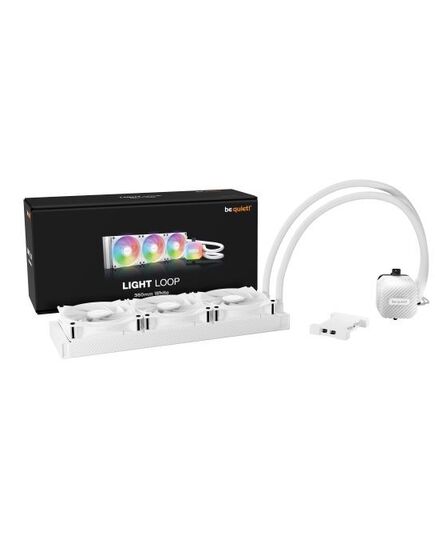 BEQUIET CPU HYDRO COOLER LIGHT LOOP 360MM WHITE BW023, INTEL SOCKET LGA 1700/1200/2066/1150/1151/1155, AMD AM5/AM4, SQUARE ARGB ILLUMINATING COOLING BLOCK, 3X FAN LIGHT WINGS LX 120MM PWM HIGH-SPEED, WHITE, 3YW.