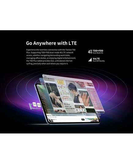 TECLAST TABLET T60 PLUS, 12", 6/128GB, 4G, ANDROID 14, 8000MAH, ΜΠΛΕ