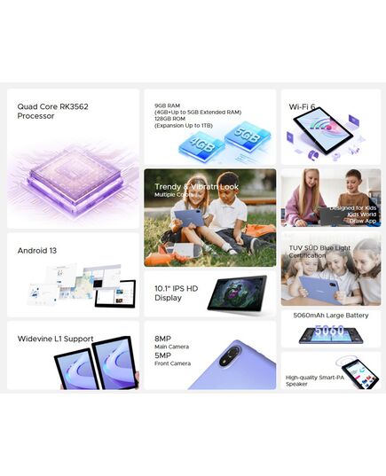 DOOGEE TABLET U10, 10.1", 4/128GB, ANDROID 13, 5060MAH, ΓΚΡΙ