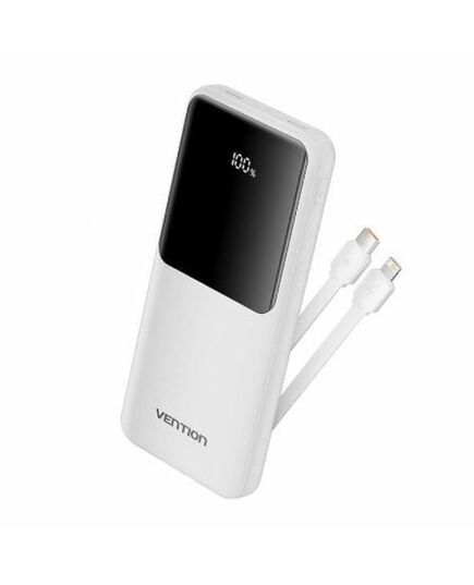 VENTION 10.000MAH POWER BANK (MICRO-USB + USB-C + USB-A + USB-A) WITH BUILT-IN TYPE-C AND LIGHTNING CABLES 22.5W WHITE LED DISPLAY TYPE (FHOW0) (VENFHOW0)