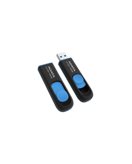ADATA FLASH USB DRIVE 128GB AUV128-128G-RBE, USB3.2, RETRACTABLE, BLACK/BLUE, 5YW.