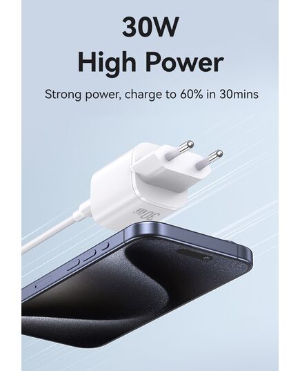 USAMS ΦΟΡΤΙΣΤΉΣ ΤΟΊΧΟΥ US-CC251, USB-C, 30W, GAN, ΜΑΎΡΟΣ