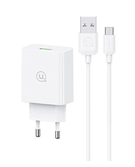 USAMS ΦΟΡΤΙΣΤΉΣ ΤΟΊΧΟΥ SCXLTZ01 ΜΕ ΚΑΛΏΔΙΟ MICRO USB, USB, 18W, ΛΕΥΚΌΣ