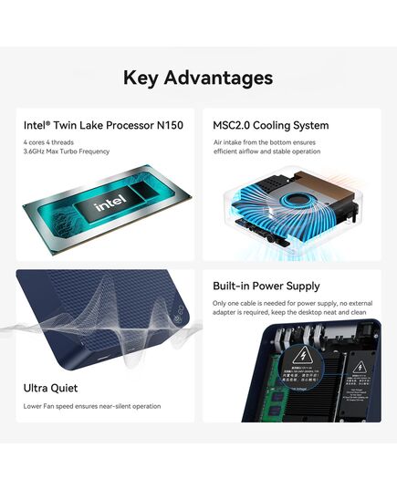 BEELINK MINI PC EQ14, INTEL N150, 16GB, 500GB M.2, WINDOWS 11 PRO