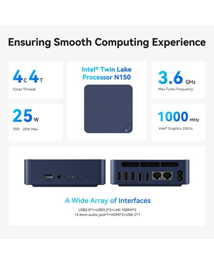 BEELINK MINI PC EQ14, INTEL N150, 16GB, 500GB M.2, WINDOWS 11 PRO