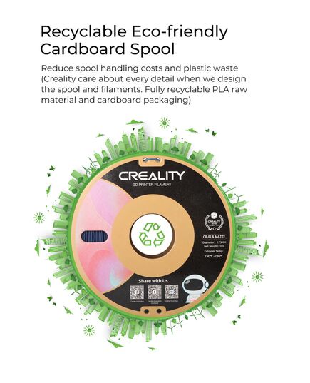 CREALITY CR-PLA MATTE GREY, 3D PRINTER FILAMENT 1 KG SPOOL,1.75MM (3301010299 GRAY)