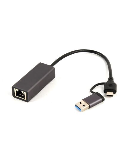 GEMBIRD ADAPTER USB TYPE 3.1 + USB-C -> LAN RJ45 GIGABIT 15CM (A-USB3AC-LAN-01) (GEMA-USB3AC-LAN-01)