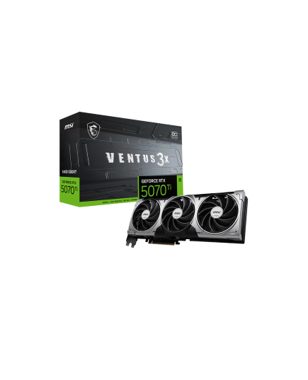 MSI VGA PCI-E NVIDIA GF RTX 5070 TI 16G VENTUS 3X OC, 16GB/256BIT, GDDR7, HDMI/3XDP, 2 SLOT FANSINK, TRIPLE FAN, 3YW.