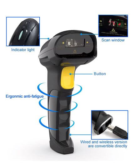 GTCODESTAR BARCODE SCANNER X-620F, 1D, ΕΝΣΎΡΜΑΤΟ & ΑΣΎΡΜΑΤΟ, 800MAH, ΜΑΎΡΟ