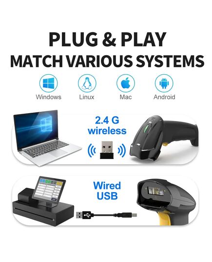 GTCODESTAR BARCODE SCANNER X-620F, 1D, ΕΝΣΎΡΜΑΤΟ & ΑΣΎΡΜΑΤΟ, 800MAH, ΜΑΎΡΟ