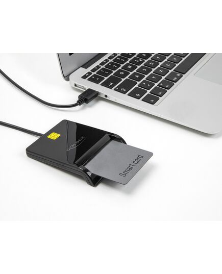 DELOCK CARD READER 91724 ΓΙΑ SMART CARD, USB ΣΎΝΔΕΣΗ, 480MBPS, ΜΑΎΡΟ