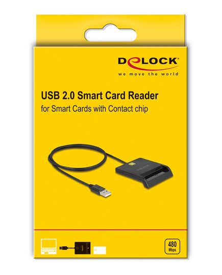 DELOCK CARD READER 91724 ΓΙΑ SMART CARD, USB ΣΎΝΔΕΣΗ, 480MBPS, ΜΑΎΡΟ
