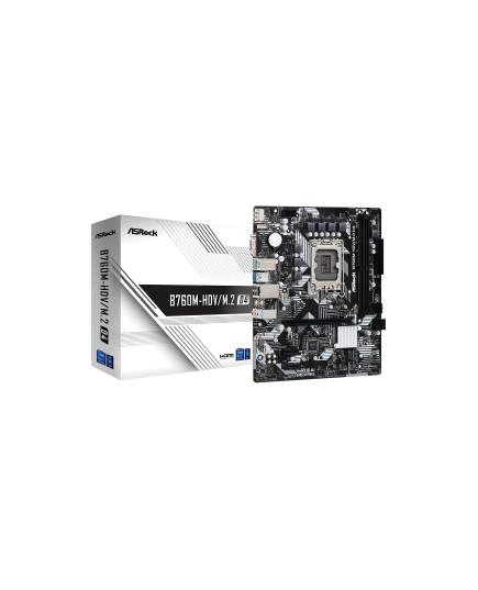 ASROCK B760M-HDV/M.2. D4, SOCKET INTEL LGA1700 14TH/13TH/12TH GEN INTEL CPU, CS INTEL B760, 4 DIMM SOCKET DDR4, HDMI/DP/D-SUB, GIGABIT LAN, MICRO-ATX, 3YW.