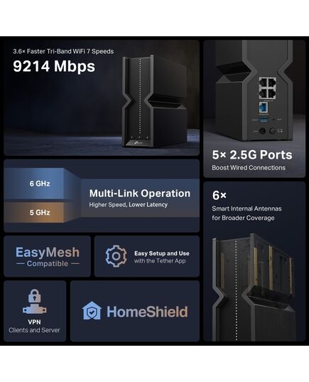 TP-LINK ROUTER  ARCHER BE550 BE9300 TRI-BAND WI-FI 7