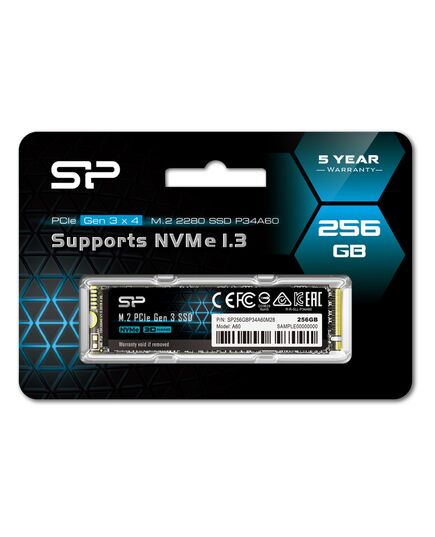 SILICON POWER SSD PCIE GEN3X4 P34A60 M.2 2280, 256GB, 2.200-1.600MB/S