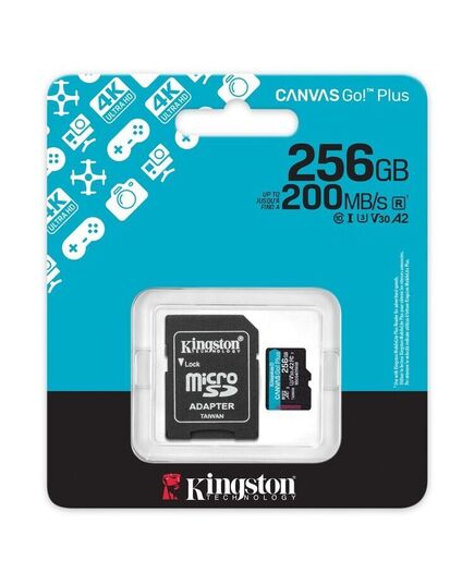 KINGSTON MEMORY CARD SDCG4/256GB CANVAS GO PLUS CLASS 10, UHS-I, U3, V30, A2