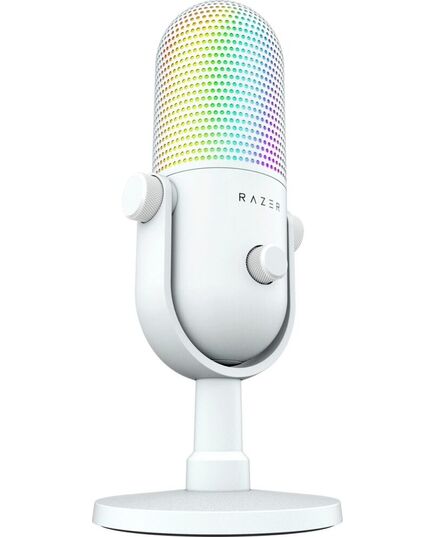 RAZER SEIREN V3 CHROMA - WHITE - RGB USB CONDENSER MICROPHONE - GAIN LIMITER - BUILD-IN SHOCK ABSORB