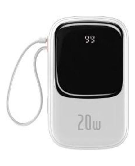 BASEUS POWERBANK QPOW PRO WITH LIGHTNING CABLE, USB-C PORT AND USB 20000MAH, 20W  WHITE (PPQD060202) (BASPPQD060202)