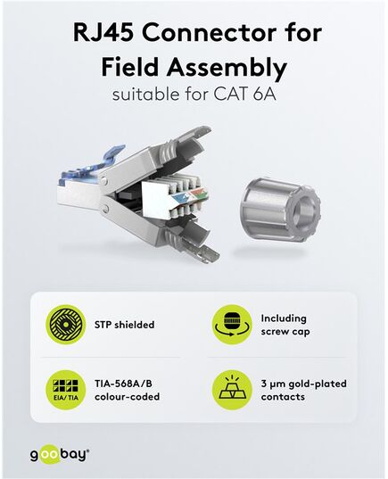 GOOBAY ΒΎΣΜΑ RJ45 65939, CAT 6A STP, TOOL-FREE, ΑΣΗΜΊ