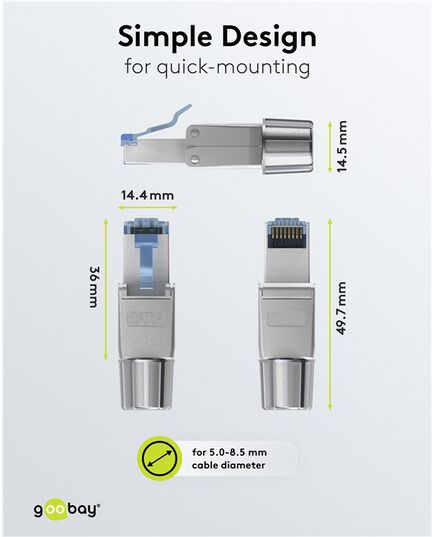 GOOBAY ΒΎΣΜΑ RJ45 65939, CAT 6A STP, TOOL-FREE, ΑΣΗΜΊ