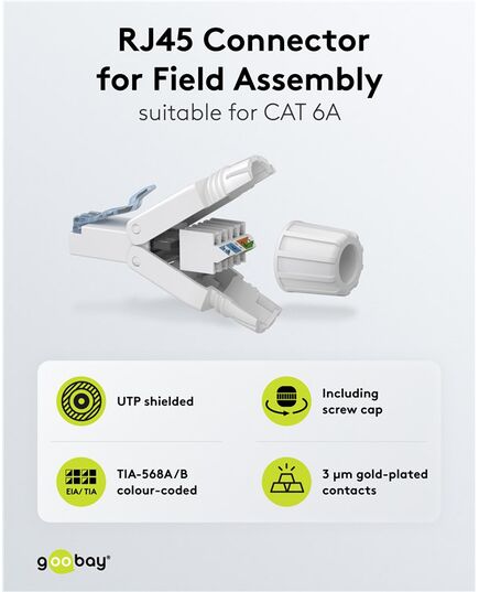 GOOBAY ΒΎΣΜΑ RJ45 65941, CAT 6A UTP, TOOL-FREE, ΛΕΥΚΌ