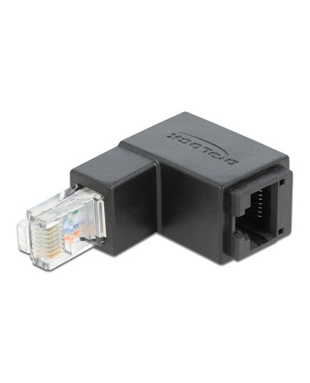 DELOCK ΑΝΤΆΠΤΟΡΑΣ RJ45 86423, CAT 6 UTP, ΓΩΝΙΑΚΌΣ 90°, ΜΑΎΡΟΣ