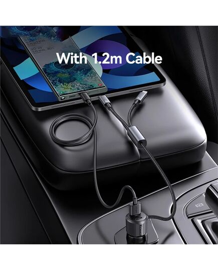 USAMS ΦΟΡΤΙΣΤΉΣ ΑΥΤΟΚΙΝΉΤΟΥ CC287 ΜΕ 2 ΣΕ 1 ΚΑΛΏΔΙΟ, USB/USB-C ΘΎΡΕΣ, 66W, ΜΑΎΡΟΣ