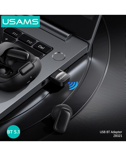 USAMS USB ΑΝΤΆΠΤΟΡΑΣ BLUETOOTH 5.1 ZB321, ΜΑΎΡΟΣ