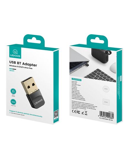 USAMS USB ΑΝΤΆΠΤΟΡΑΣ BLUETOOTH 5.1 ZB321, ΜΑΎΡΟΣ