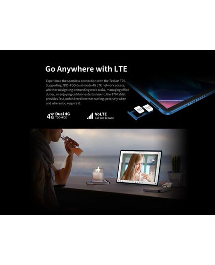 TECLAST TABLET T70, 14", 8/256GB, 4G, ANDROID 14, 10000MAH, ΜΠΛΕ