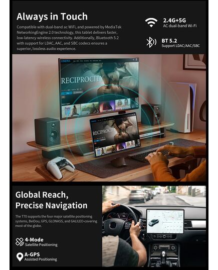 TECLAST TABLET T70, 14", 8/256GB, 4G, ANDROID 14, 10000MAH, ΜΠΛΕ