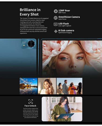 TECLAST TABLET T70, 14", 8/256GB, 4G, ANDROID 14, 10000MAH, ΜΠΛΕ