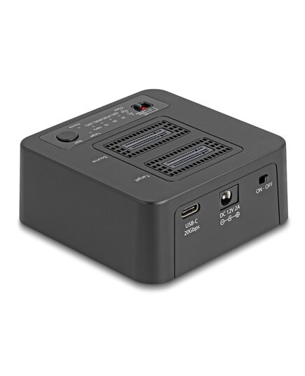 DELOCK DOCKING STATION 64300 ΓΙΑ 2X M.2 NVME SSD, CLONE/ERASE FUNCTION, 20GBPS, ΜΑΎΡΟ
