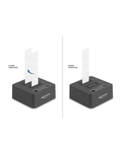 DELOCK DOCKING STATION 64300 ΓΙΑ 2X M.2 NVME SSD, CLONE/ERASE FUNCTION, 20GBPS, ΜΑΎΡΟ
