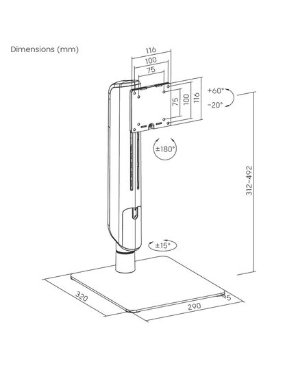 BRATECK ΒΆΣΗ ΓΡΑΦΕΊΟΥ ΟΘΌΝΗΣ LDT70-T01, 17-49", ΈΩΣ 18KG, HEAVY DUTY