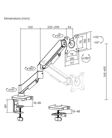 POWERTECH ΒΆΣΗ ΓΡΑΦΕΊΟΥ ΟΘΌΝΗΣ PT-1424, 17-32", ΈΩΣ 9KG