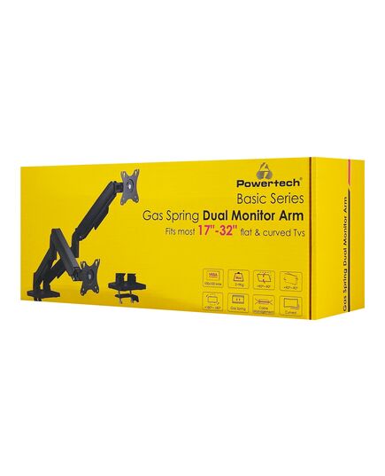 POWERTECH ΒΆΣΗ ΓΡΑΦΕΊΟΥ ΓΙΑ 2X ΟΘΌΝΕΣ PT-1425, 17-32", ΈΩΣ 9KG