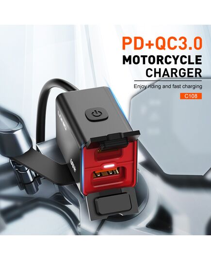 LDNIO ΦΟΡΤΙΣΤΉΣ ΜΟΤΟΣΥΚΛΈΤΑΣ C108 ΜΕ ΚΑΛΏΔΙΟ, USB/USB-C, 60W, ΜΑΎΡΟΣ