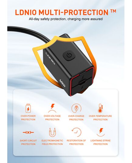 LDNIO ΦΟΡΤΙΣΤΉΣ ΜΟΤΟΣΥΚΛΈΤΑΣ C108 ΜΕ ΚΑΛΏΔΙΟ, USB/USB-C, 60W, ΜΑΎΡΟΣ