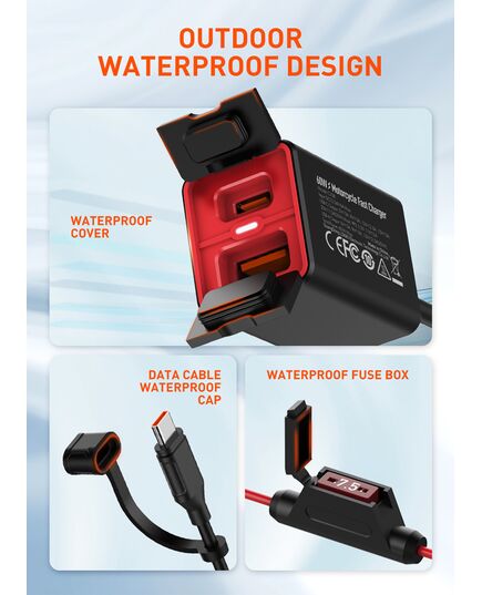 LDNIO ΦΟΡΤΙΣΤΉΣ ΜΟΤΟΣΥΚΛΈΤΑΣ C108 ΜΕ ΚΑΛΏΔΙΟ, USB/USB-C, 60W, ΜΑΎΡΟΣ