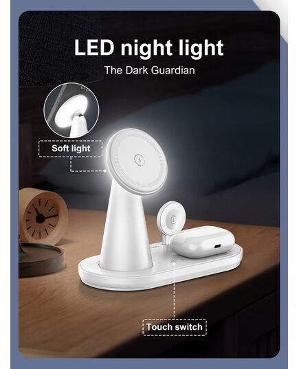 LDNIO ΑΣΎΡΜΑΤΟΣ ΦΟΡΤΙΣΤΉΣ WL01 ΜΕ LED ΦΩΤΙΣΜΌ, 3 ΣΕ 1, 15W, ΛΕΥΚΌΣ