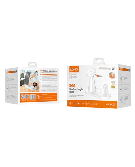 LDNIO ΑΣΎΡΜΑΤΟΣ ΦΟΡΤΙΣΤΉΣ WL01 ΜΕ LED ΦΩΤΙΣΜΌ, 3 ΣΕ 1, 15W, ΛΕΥΚΌΣ