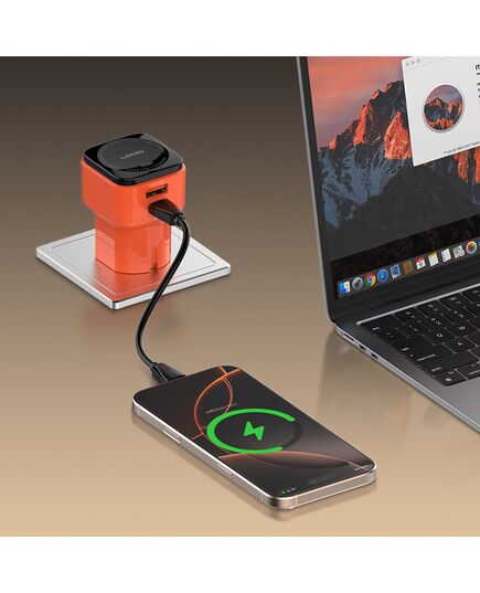 LDNIO ΦΟΡΤΙΣΤΉΣ ΤΟΊΧΟΥ Q2420 ΜΕ ΚΑΛΏΔΙΟ, USB/USB-C, 45W, UNIVERSAL ΠΡΊΖΑ, ΠΟΡΤΟΚΑΛΊ