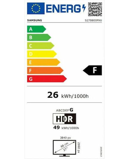 SAMSUNG LS27B800PXUXEN VIEWFINITY IPS HDR MONITOR 27'' WITH USB-C (SAMLS27B800PXUXEN)